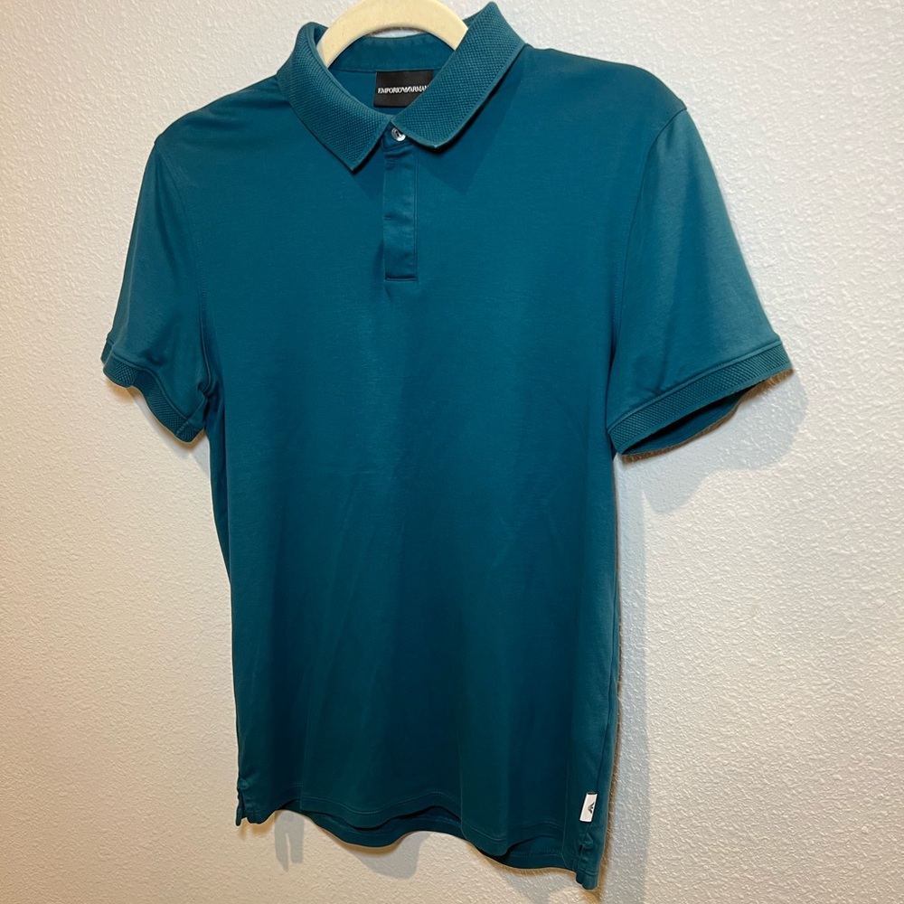 Emporio Armani Men’s Turquoise Solid Polo Size M - Picture 8 of 14